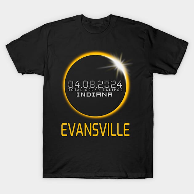 EVANSVILLE Indiana Total Solar Eclipse April 8 2024 Indiana T-Shirt by TeeaxArt